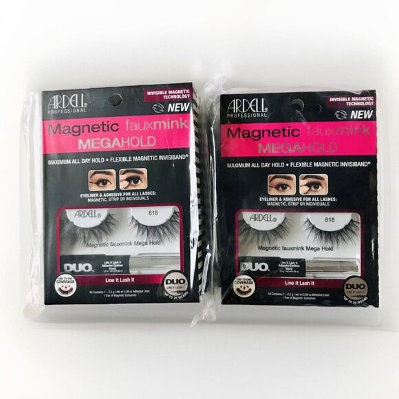 (7 X) Ardell Magnetic fauxmink False Lashes, All Day Hold & Reusable #818 - Picture 1 of 4